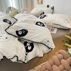 INS Girls Cherry Bedding Set Soft Washed Cotton Bed Sheet Queen King