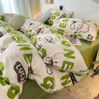 INS Girls Cherry Bedding Set Soft Washed Cotton Bed Sheet Queen King
