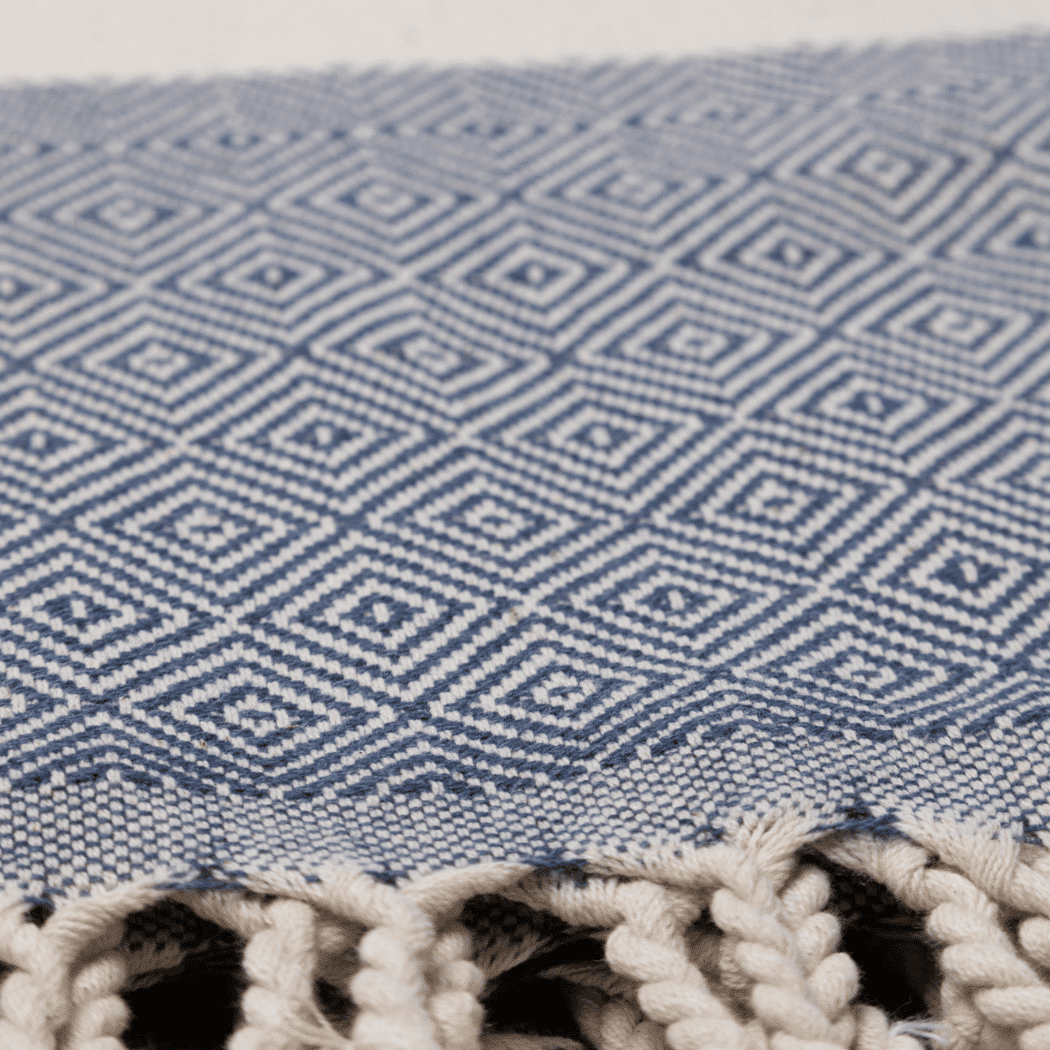 Beach Spa Turkish Hammam Towel Diamant Blue