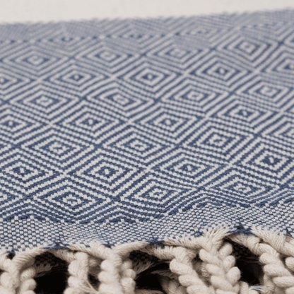 Beach Spa Turkish Hammam Towel Diamant Blue