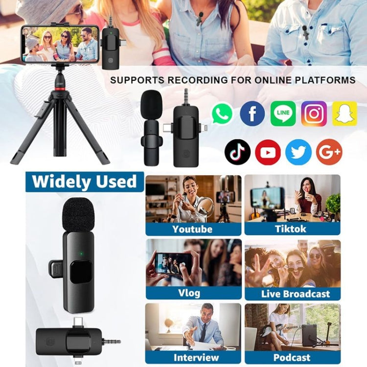 3 in 1 Wireless Lavalier Microphones for iPhone / Android