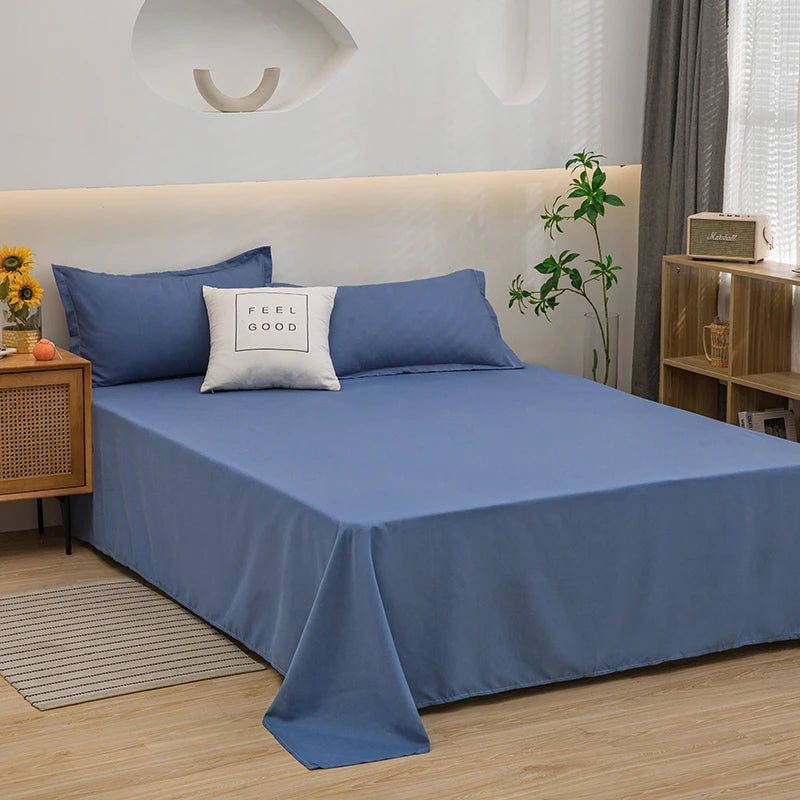 1 pc Bed Flat Sheet for Double Bed Plain Solid Color Top Sheets