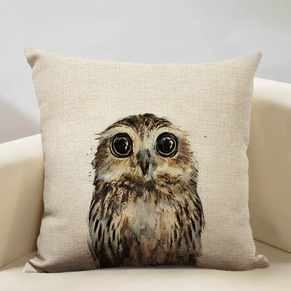 Watercolor Owl Print Cushion Cover