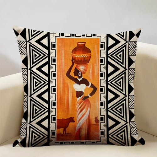 African Painting Printed Cushion Cover