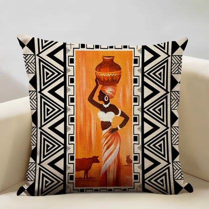 African Painting Printed Cushion Cover