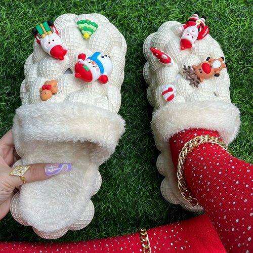 Furry House Slides for Chirstmas Funny DIY Bubble Slippers