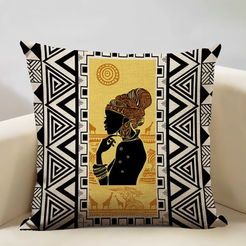 African Painting Printed Cushion Cover