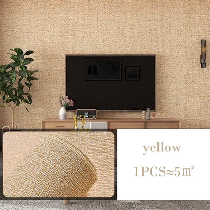 10m 3D Thicken self-adhesive thermal insulation wallpaper linen plain