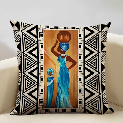 African Painting Printed Cushion Cover