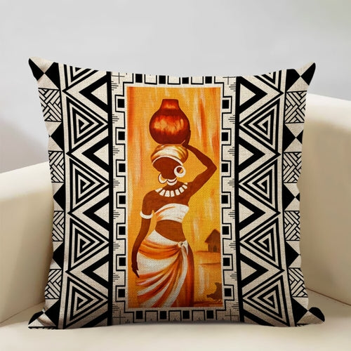 African Painting Printed Cushion Cover