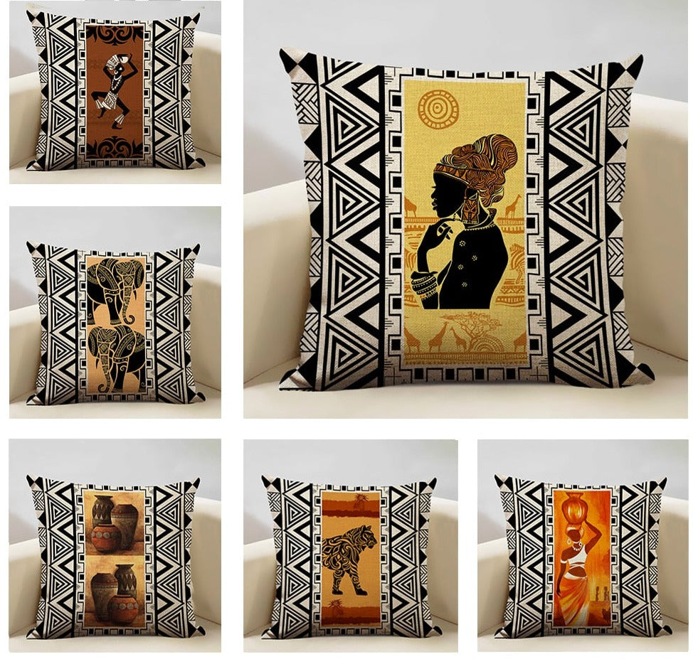 African Painting Printed Cushion Cover