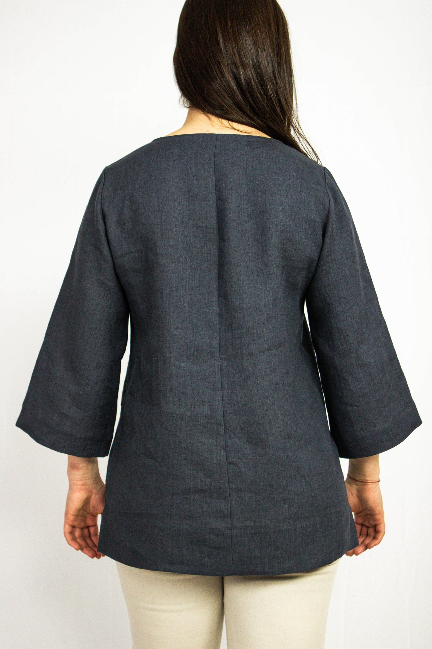 Dark Plum linen oversize top