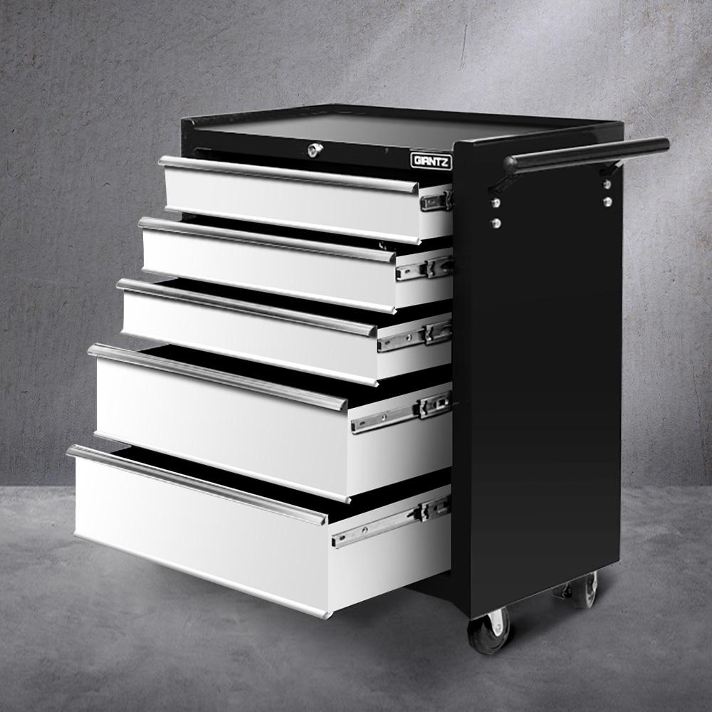 Giantz 5 Drawer Mechanic Tool Box Cabinet Storage Trolley - Black &