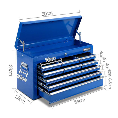 Giantz 9 Drawer Mechanic Tool Box Cabinet Storage - Blue