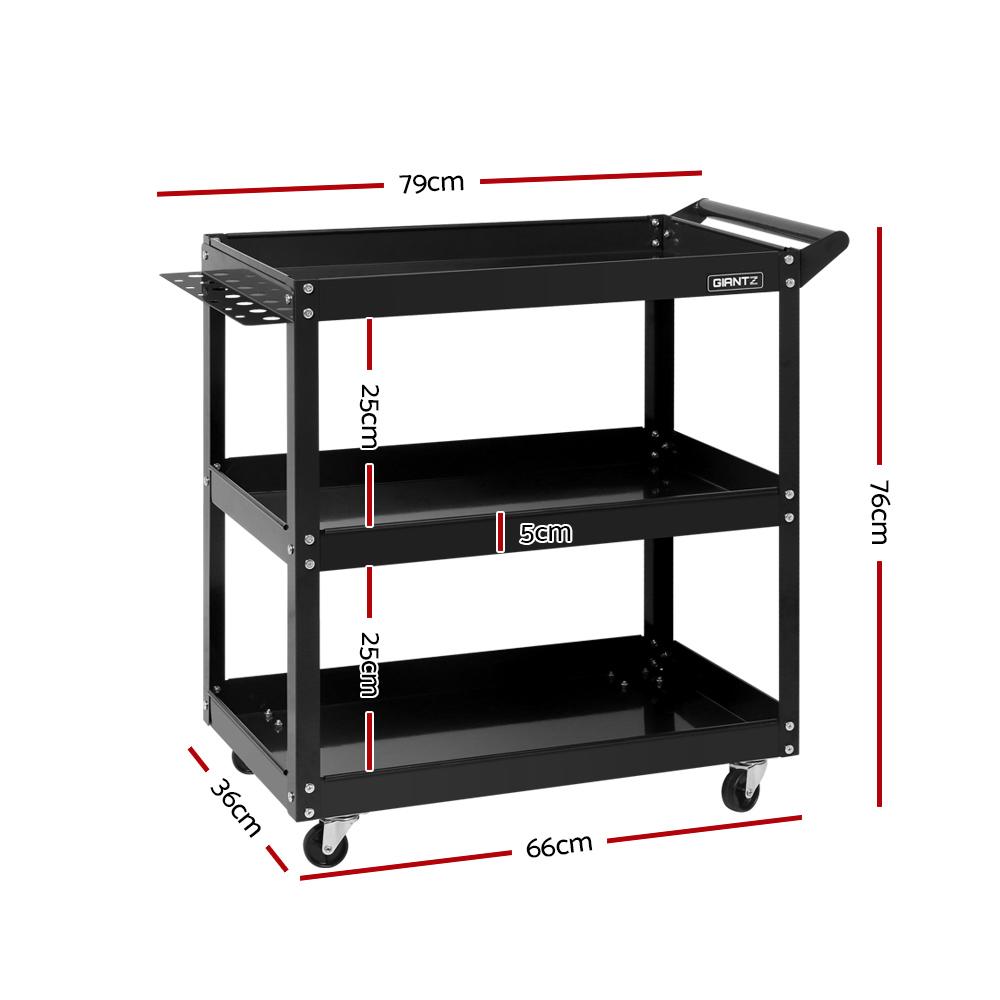 Giantz Tool Cart 3 Tier Parts Steel Trolley Mechanic Storage Organizer