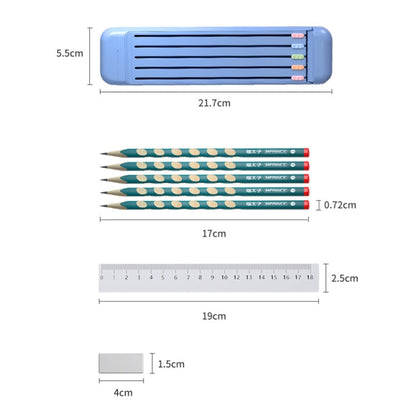 4 in 1 Pencil Eraser Ruler Stationery Box(Light Pink)