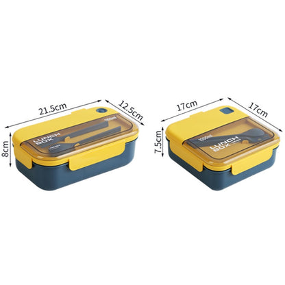 Plastic Compartment Lunch Box Microwaveable with Tableware(1.1L Green)