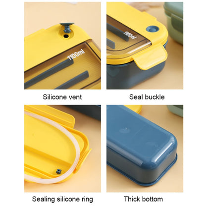 Plastic Compartment Lunch Box Microwaveable with Tableware(1.1L Green)