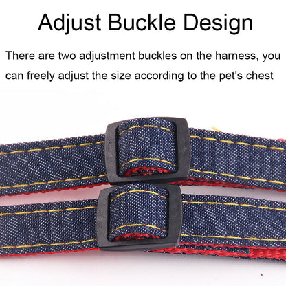 BG-Q1025 Leash+Chest Strap Thickened Strong Denim Pet Dog Leash Set,