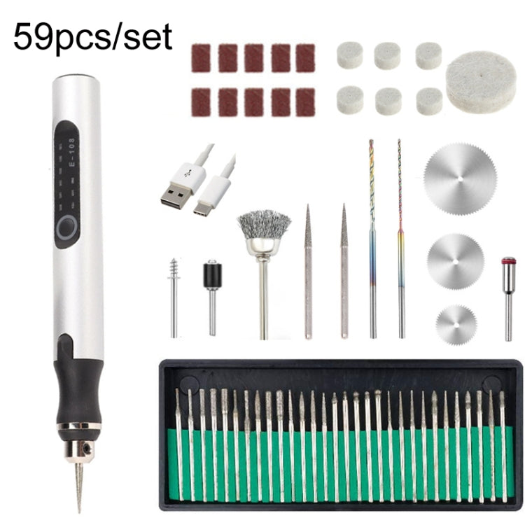 E108 59pcs/set Wireless Portable USB Rechargeable Mini Electric Drill