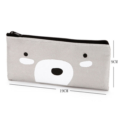 Cartoon Simple Student Oxford Pen Bag Large Capacity Pencil Bag(Grey)