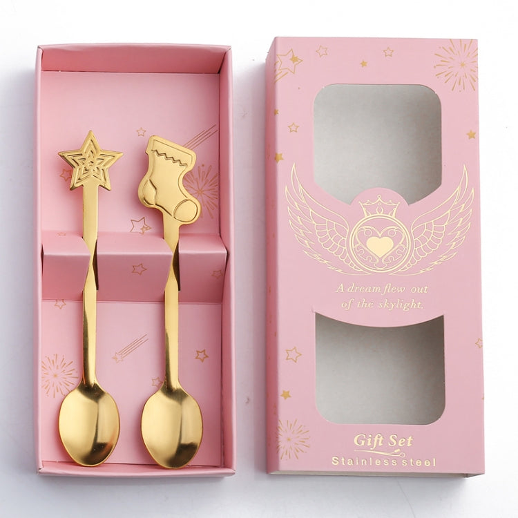 2pcs /Pack Christmas Stainless Steel Spoon Tableware Gift Set, Color: Main image