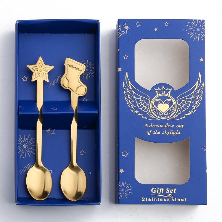 2pcs /Pack Christmas Stainless Steel Spoon Tableware Gift Set, Color: Main image