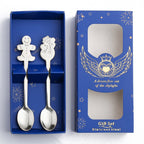 2pcs /Pack Christmas Stainless Steel Spoon Tableware Gift Set, Color: