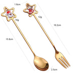 2pcs /Pack A410 Christmas Stirring Spoon Dessert Fork Christmas Eve