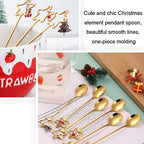 2pcs /Pack A410 Christmas Stirring Spoon Dessert Fork Christmas Eve