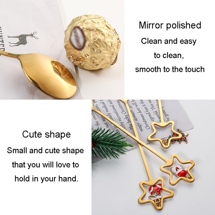 2pcs /Pack A410 Christmas Stirring Spoon Dessert Fork Christmas Eve