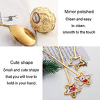 2pcs /Pack A410 Christmas Stirring Spoon Dessert Fork Christmas Eve