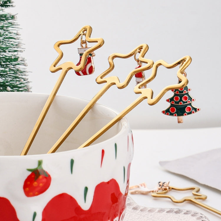 2pcs /Pack A410 Christmas Stirring Spoon Dessert Fork Christmas Eve