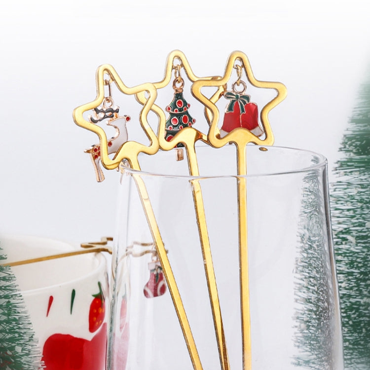 2pcs /Pack A410 Christmas Stirring Spoon Dessert Fork Christmas Eve