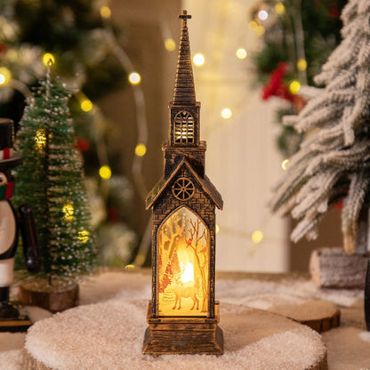 Christmas Decoration Lamps Church Shape Night Light Electronic Candle