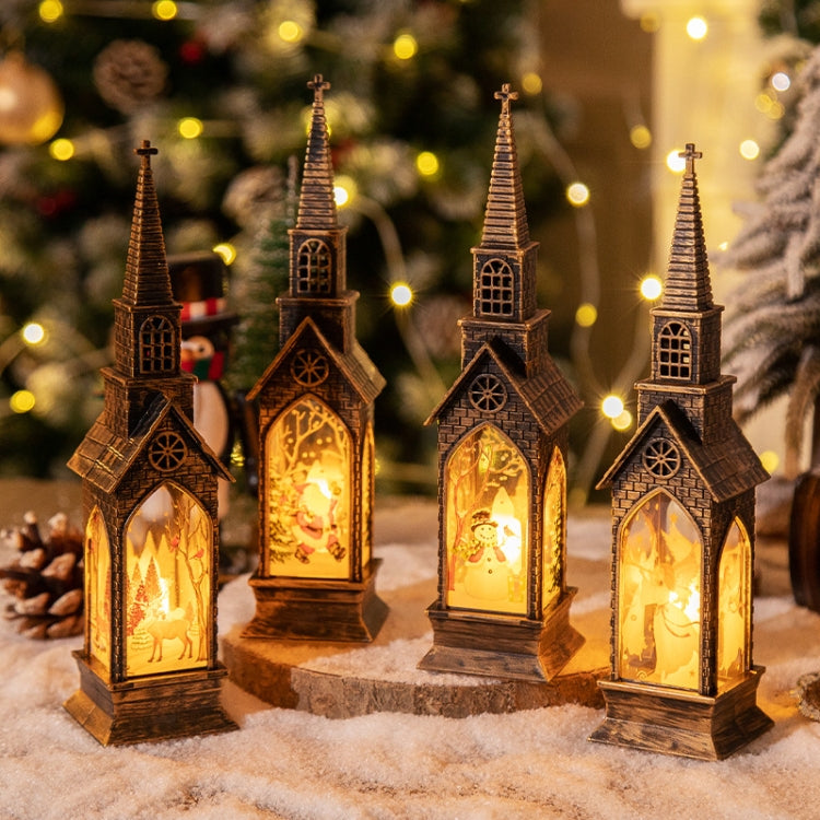 Christmas Decoration Lamps Church Shape Night Light Electronic Candle