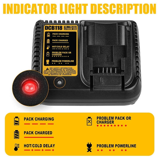 DCB118 For Dewalt 12V-20V Electric Tool Battery Charger, Plug: US