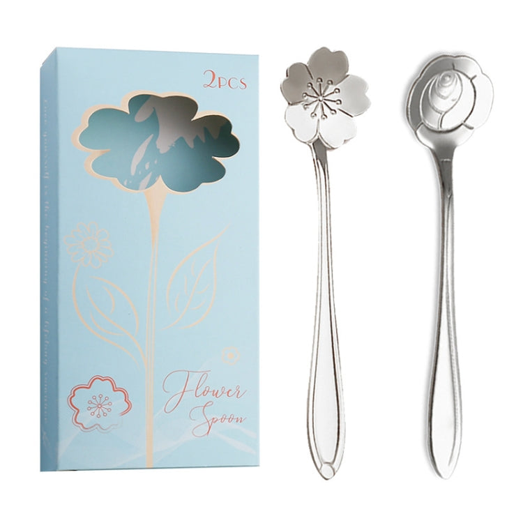 2pcs /Pack Stainless Steel Spoon And Fork Cutlery Set, Style: Silver Main image