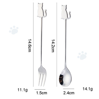 304 Stainless Steel Cartoon Pet Stirring Spoon Fork Fruit Fork Dessert