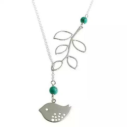 TURQUOISE SPRING Beautiful Bird Lariat Necklace