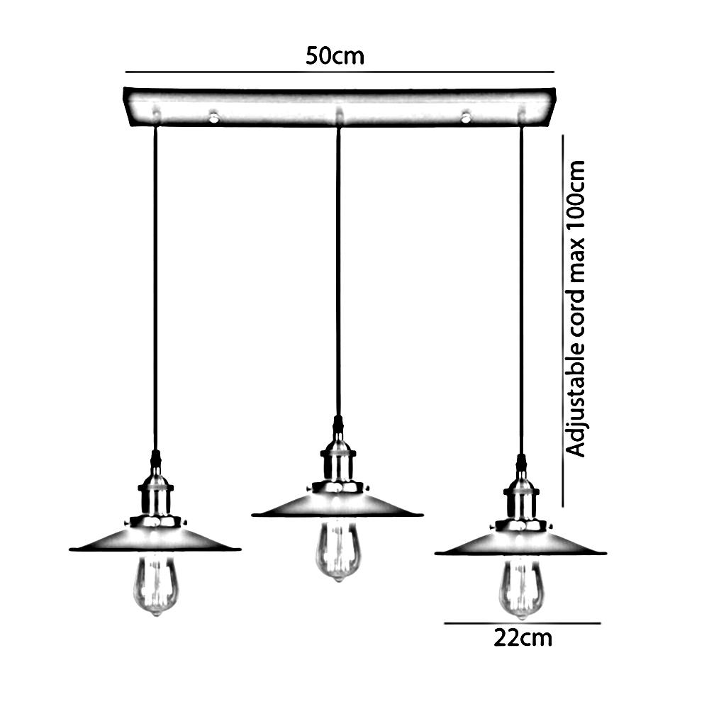 3 Way Modern Ceiling Pendant Cluster Light Fitting Industrial Pendant