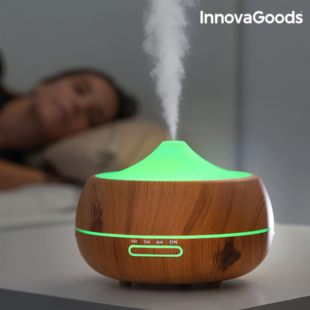 Aroma Diffuser Humidifier with Multicolour LED Wooden-Effect