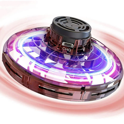 Zummy Flying Mini UFO Toy for Kids with RGB Lights, Black