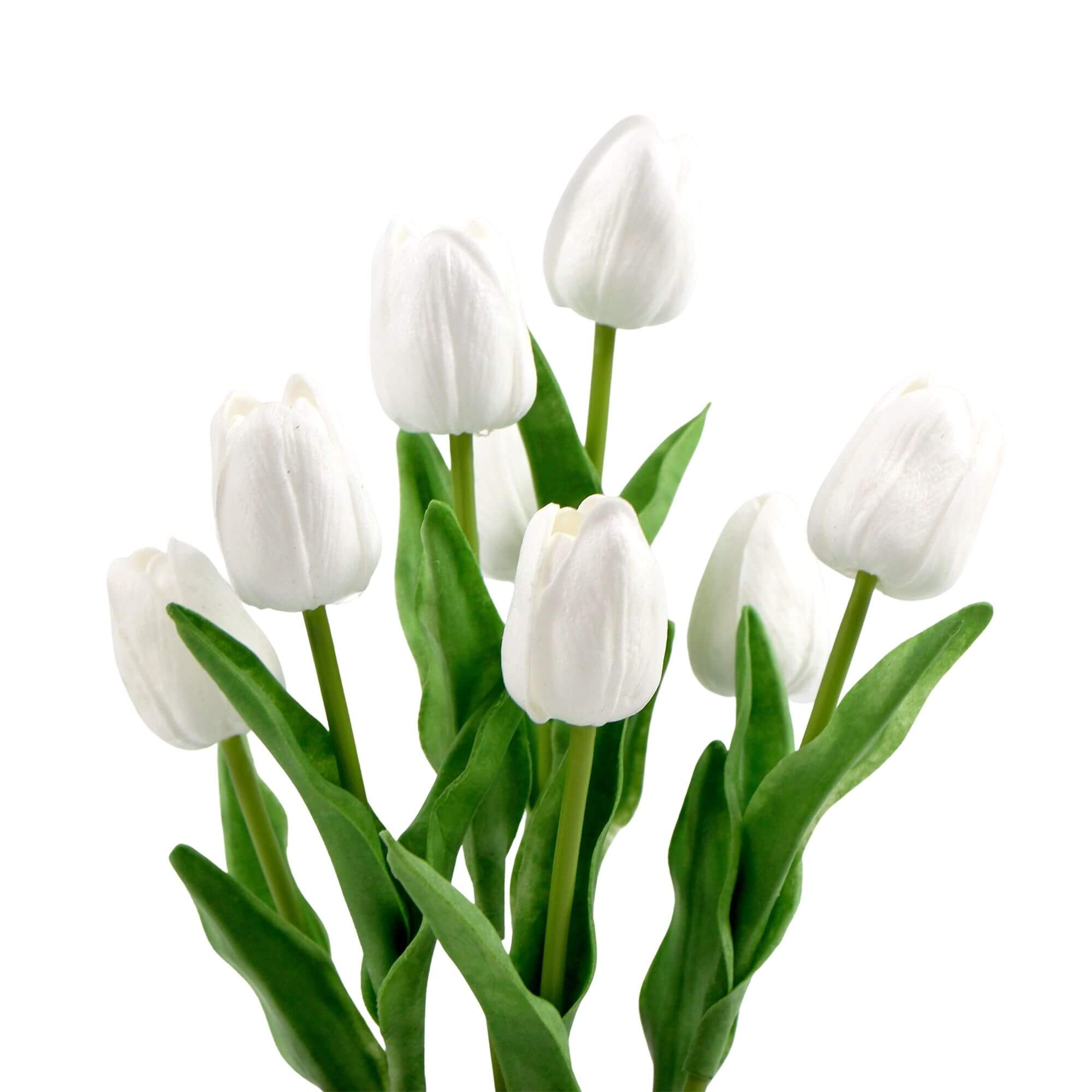 Flowering White Artificial Tulip Plant Arrangement With Ceramic Bowl Secondary image