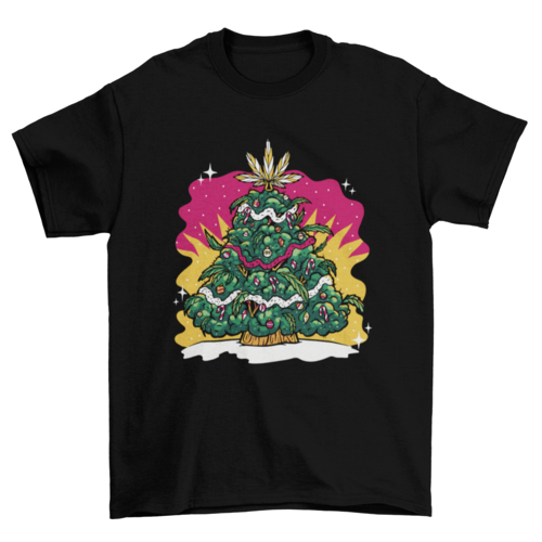 Weed christmas tree holiday t-shirt design