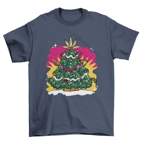 Weed christmas tree holiday t-shirt design