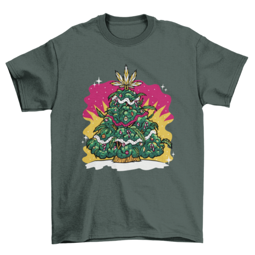 Weed christmas tree holiday t-shirt design