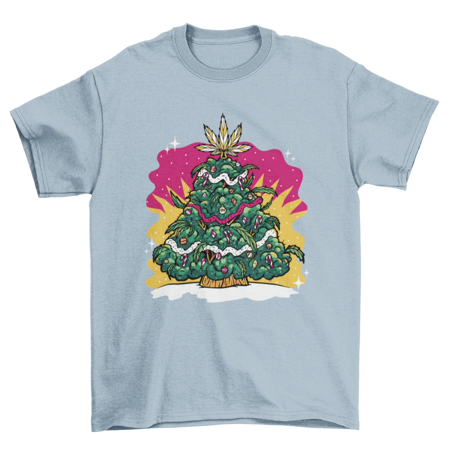 Weed christmas tree holiday t-shirt design Main image