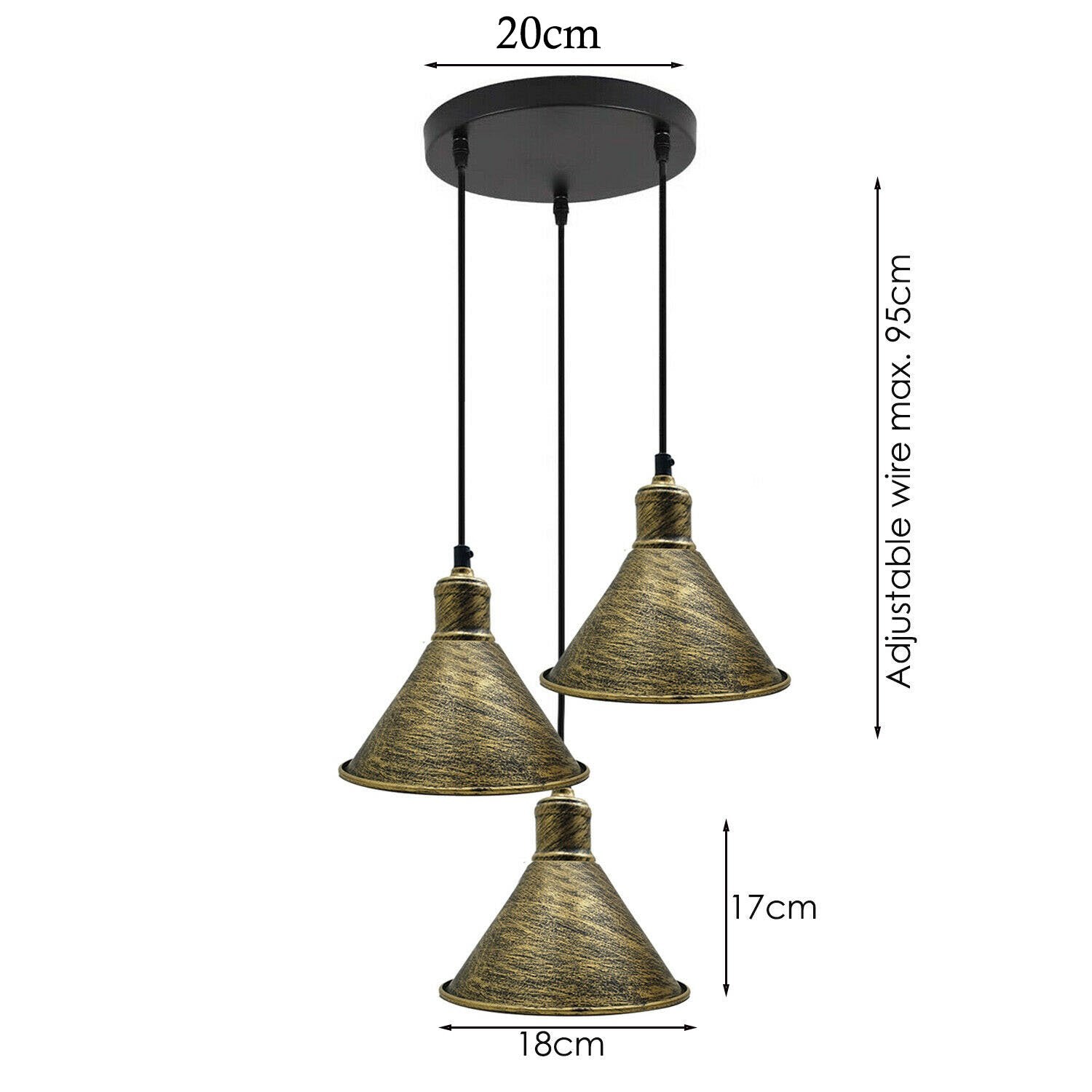 3 Head Pendant Light Chandeliers Industrial Metal Cage Wire Frame Loft Secondary image