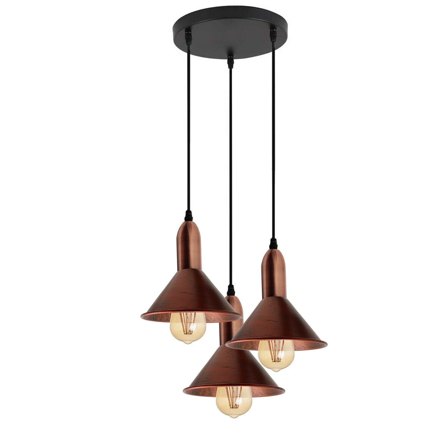 Retro Style 3 Way Rustic Red Metal Pendant Ceiling Light Fitting~1582 Main image